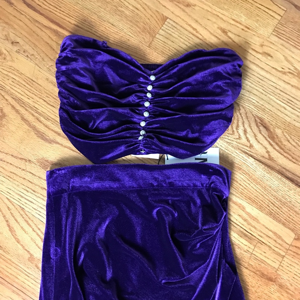 Zara Elegant Purple Velour Top and Skirt Set NWT - Picture 3 of 13